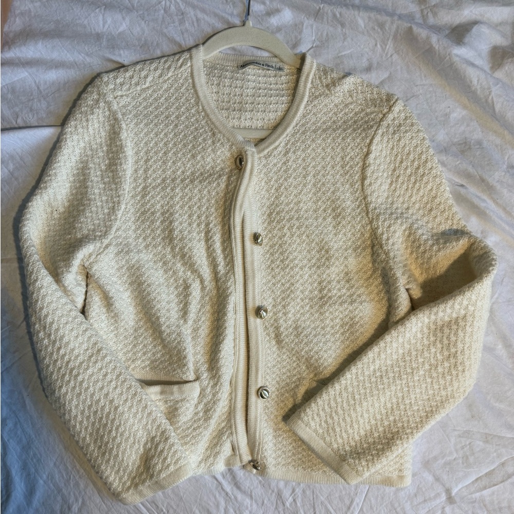 Abercrombie and Fitch Cream Textured Cardigan
